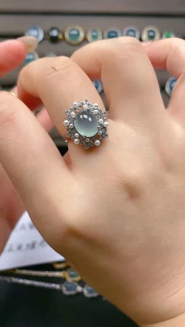 翡翠戒指银S925镶嵌1212