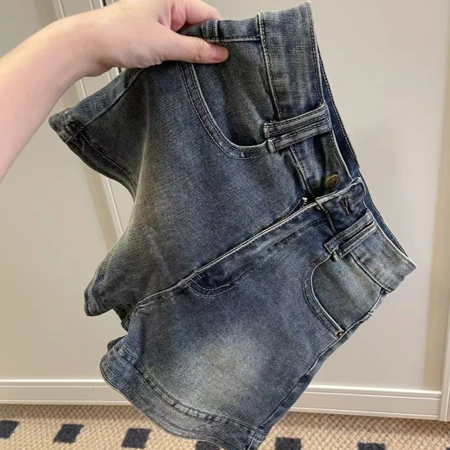 美式复古宽松牛仔短裤女2025夏季新款高腰显瘦a字辣妹阔腿裤热裤