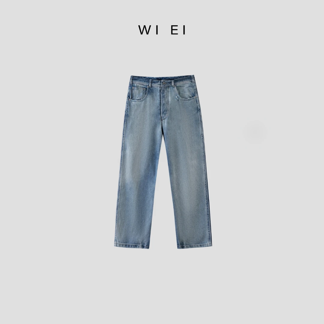 《WI EI》马拉拉蓝牛*做旧系 复古水洗 荃棉 阔腿直筒牛仔裤 5C0301