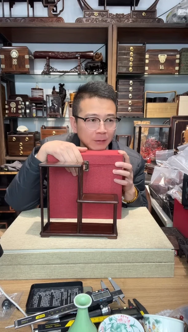 乌木类书架501大红酸枝小博古架