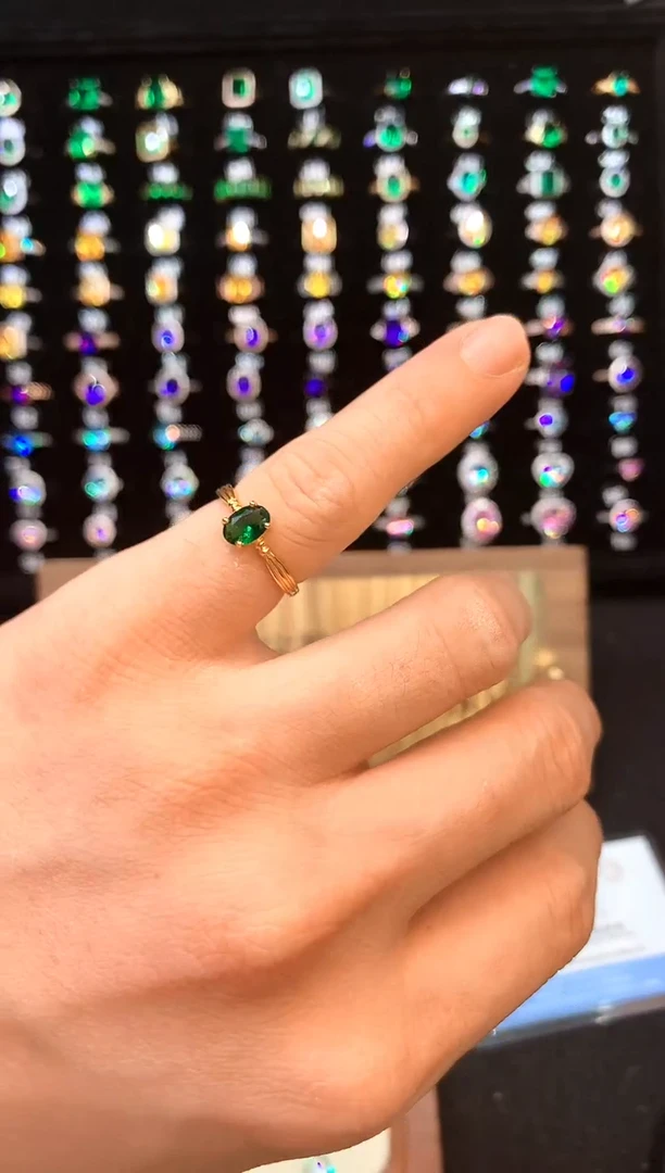 戒指透辉石银S925镶嵌......