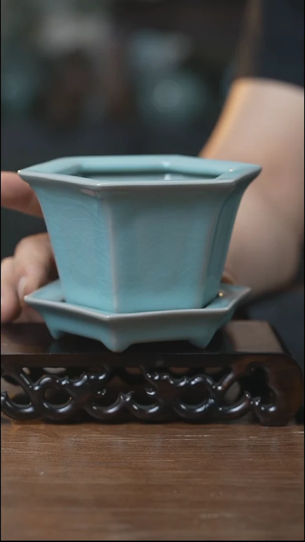 汝瓷 （拾汝）（天青）花盆