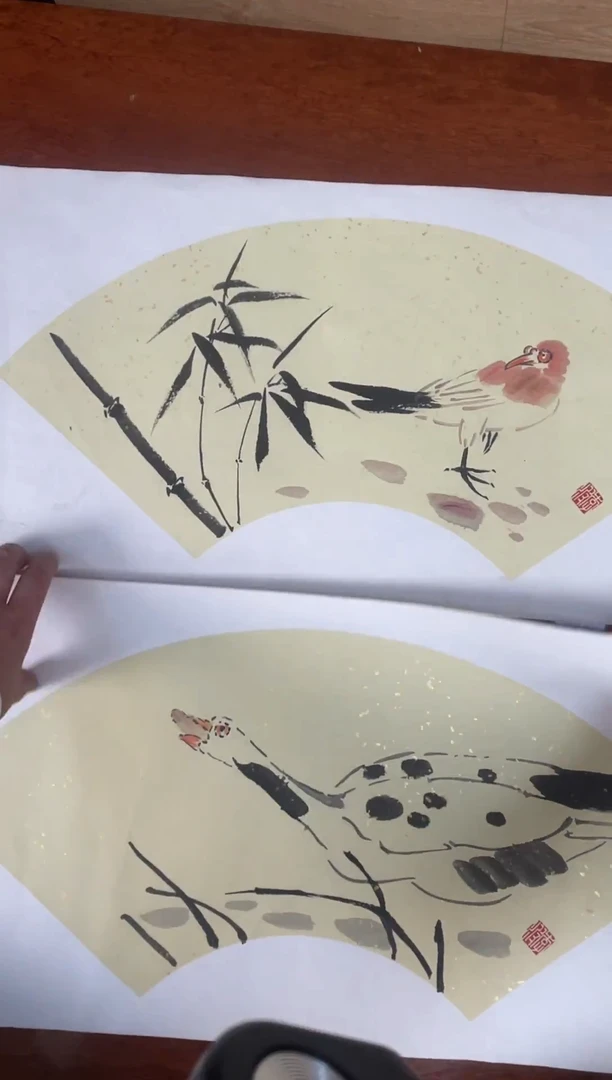 国画国画山水花鸟人物卡纸