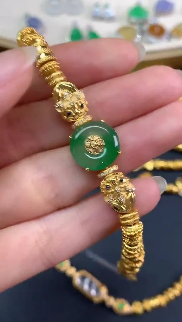 18K金镶嵌手链翡翠手链|15800多样性发其一