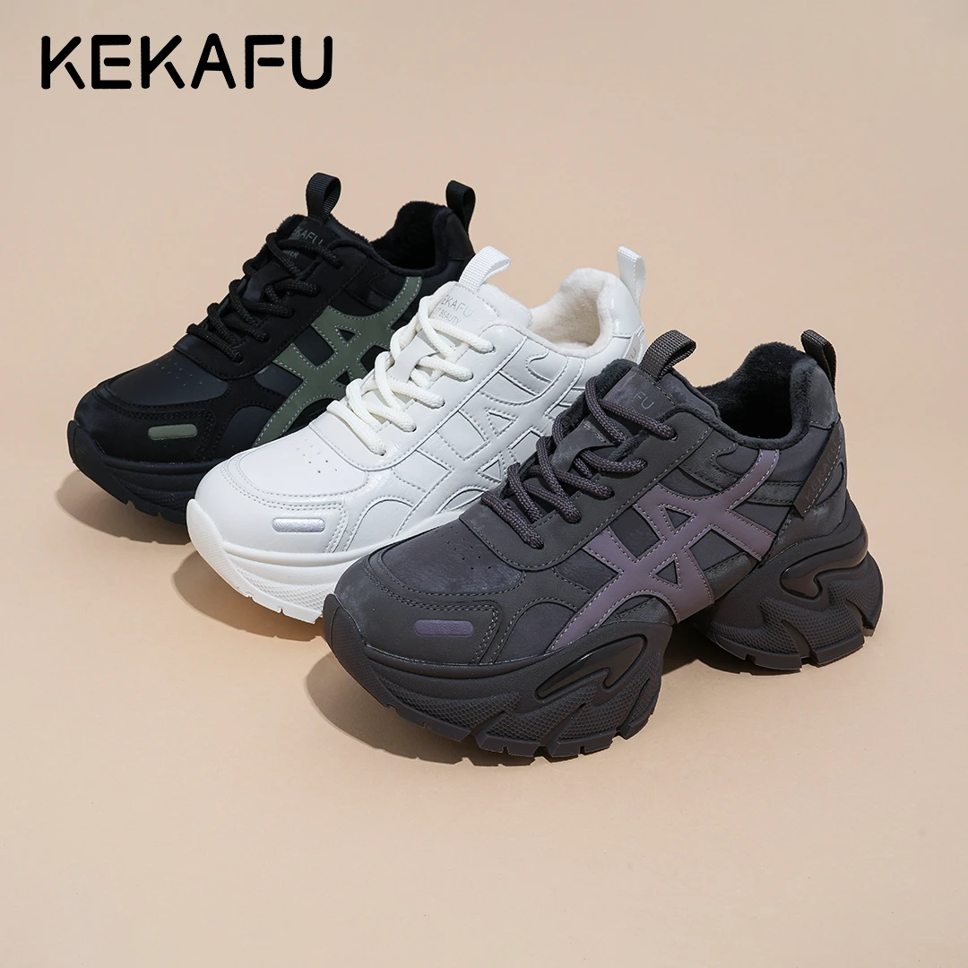 KEKAFU/珂卡芙2025年新款增高显脚小【厚底内增高9CM】时尚老爹鞋