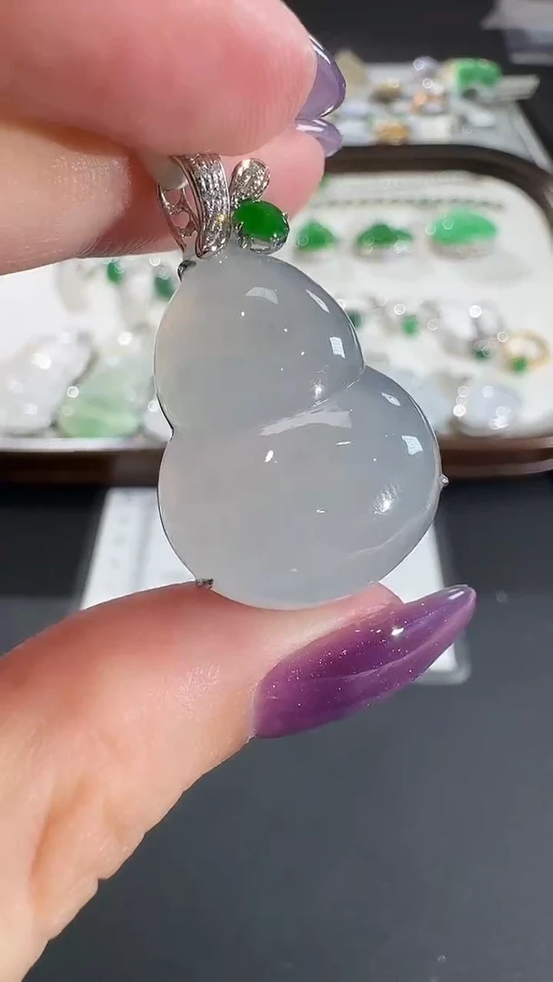 吊坠(不含链)18K金镶嵌翡翠【源头工厂】钻石镶嵌