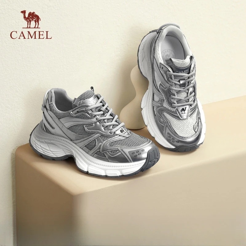 骆驼女鞋春季新款时尚复古休闲老爹鞋女款厚底增高轻弹美式运动鞋