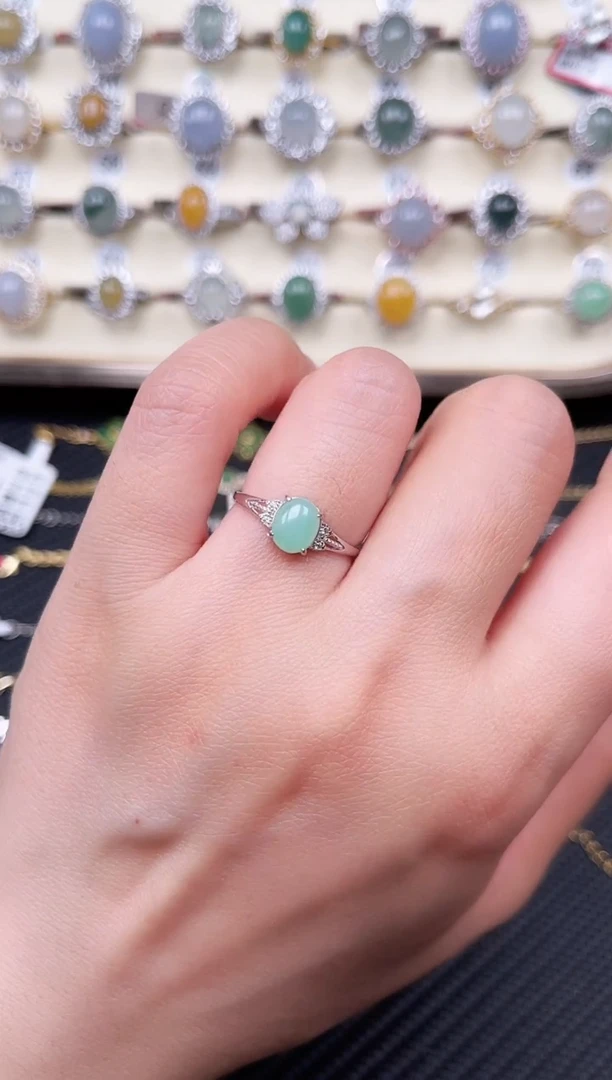 【闪购商品】翡翠戒指银S925镶嵌天然A货翡翠