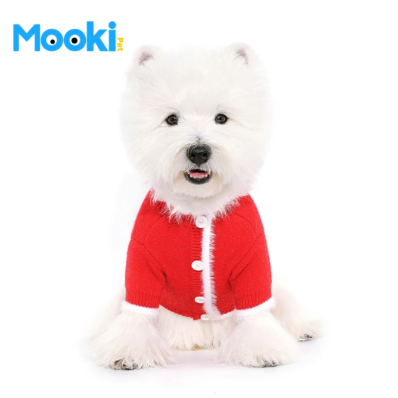 mookipet狗狗猫咪新年毛衣冬季保暖比熊雪纳瑞小型犬服装过年喜庆