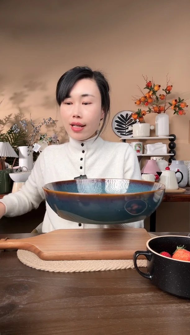 【闪购商品】瓷片11.5英寸异形窑变大汤碗微瑕