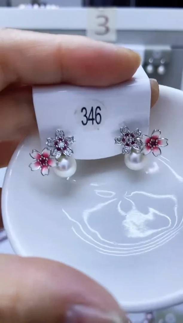 银S925镶嵌海水珍珠耳饰346