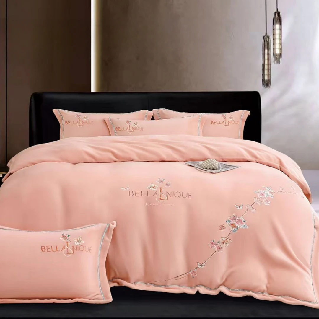 高端轻奢简约牛奶绒加厚保暖刺绣四件套冬季床品套件（曼婷）