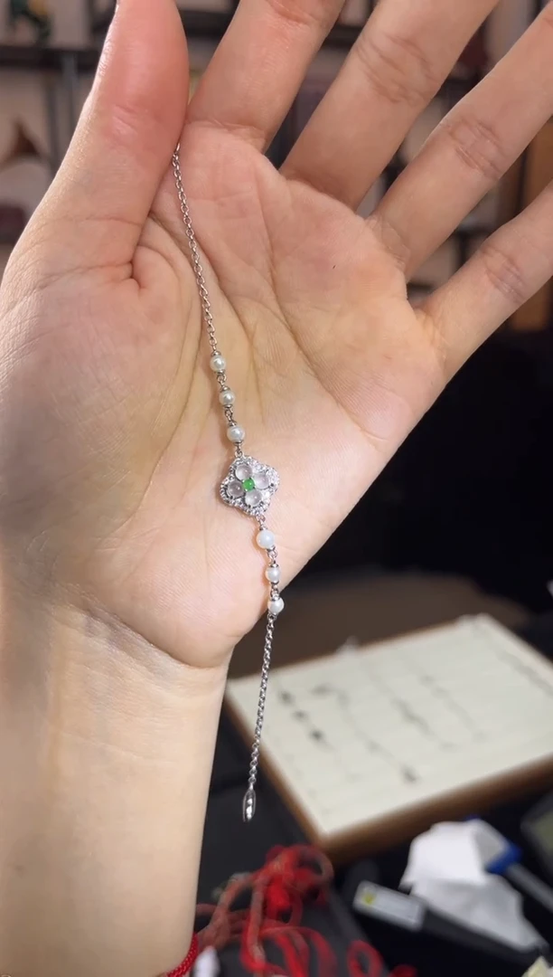 颈饰银S925镶嵌翡翠小九翡翠/002193r/