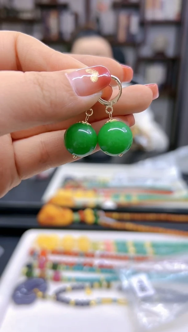 【闪购商品】翡翠耳饰14K金镶嵌耳扣E662