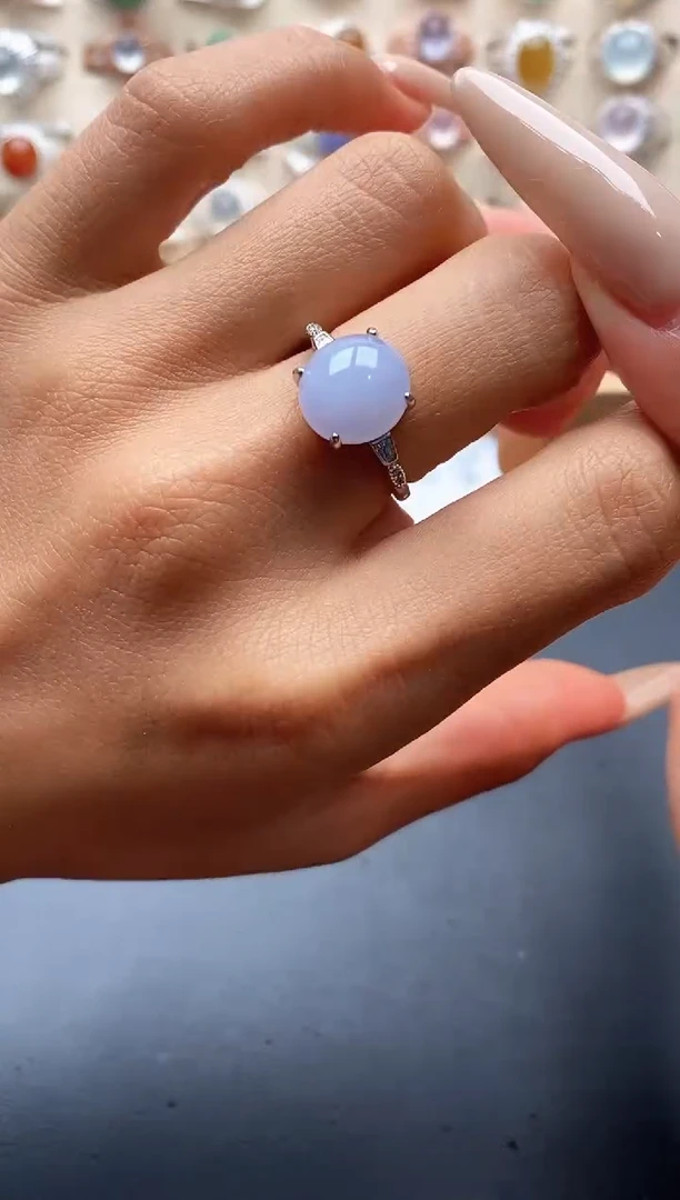 银S925镶嵌戒指翡翠缅甸天然A货翡翠1 10-1