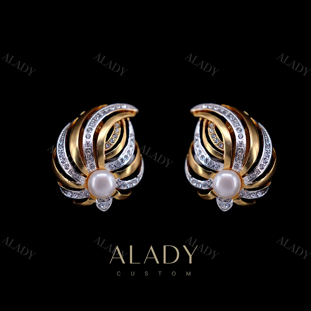 合金合成锆石耳饰 【羽光璀璨】优雅流动闪耀时尚气质耳夹