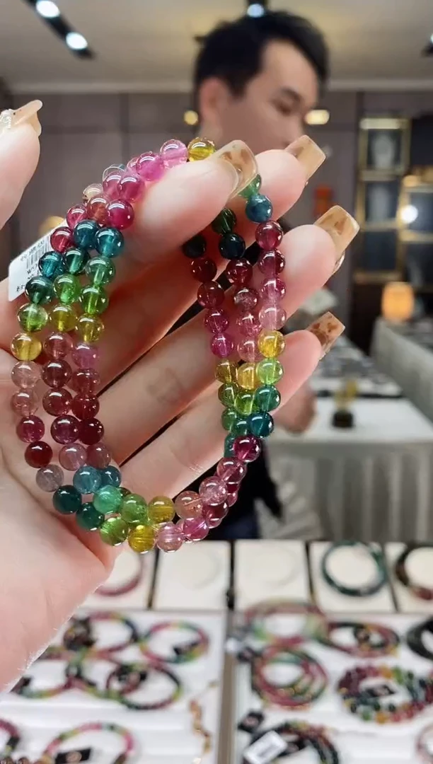 【闪购商品】碧玺三圈手串5mm+未镶嵌一物一证dan