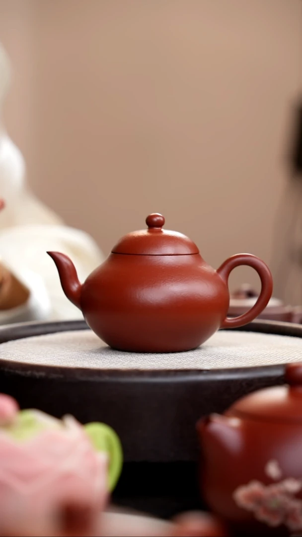 茶壶紫砂朱泥扁梨形