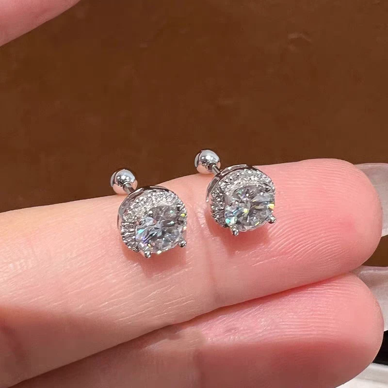 925银针锆石耳钉女轻奢小众耳环简约精致百搭高颜值