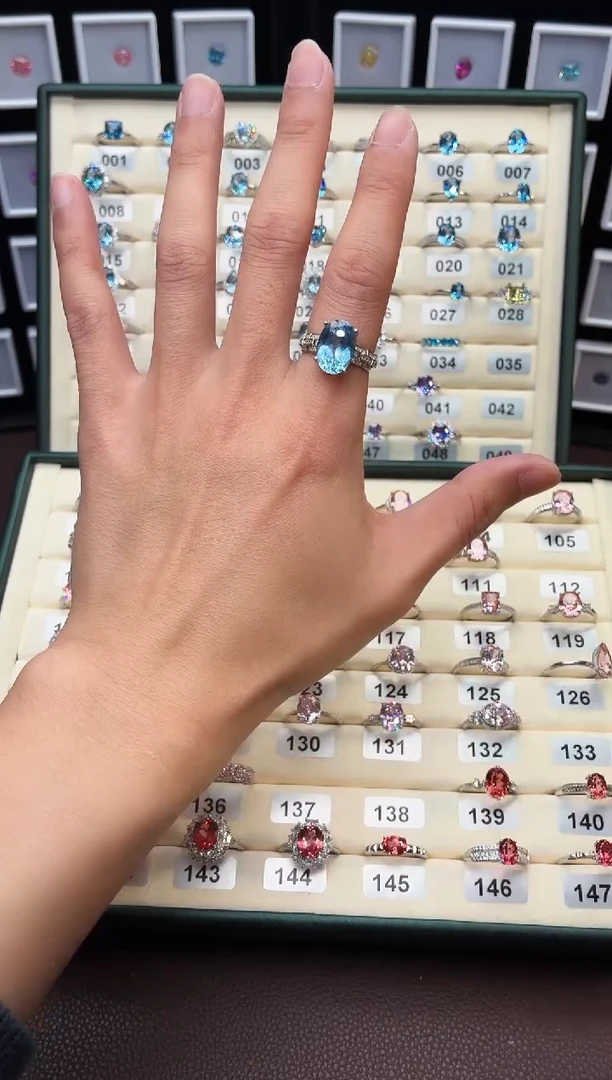 无925银轻奢魔鬼蓝色女神戒指