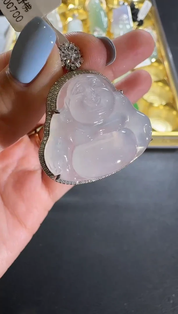 【闪购商品】翡翠吊坠(不含链)18K金镶嵌【源头工厂】钻石镶嵌
