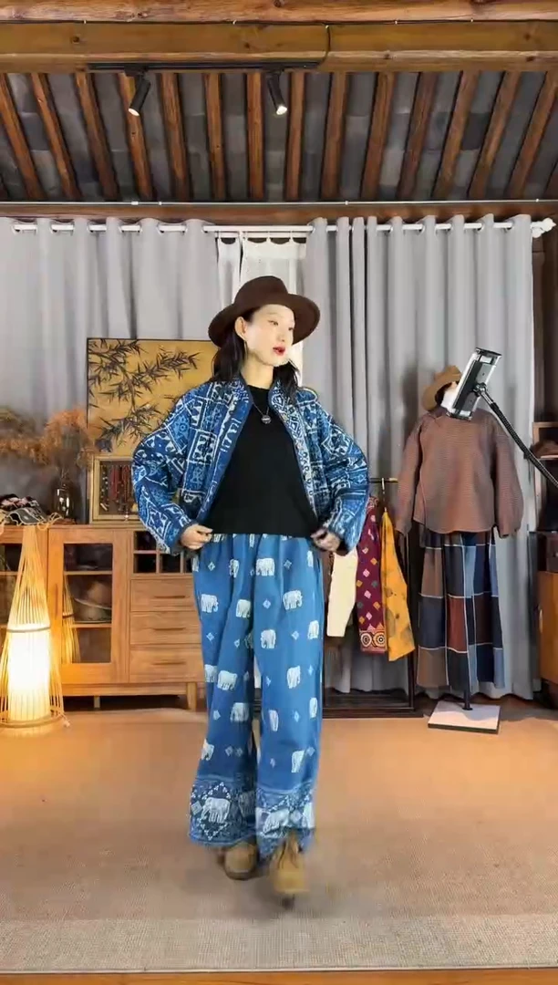 R****?设计师款蓝大象裤子