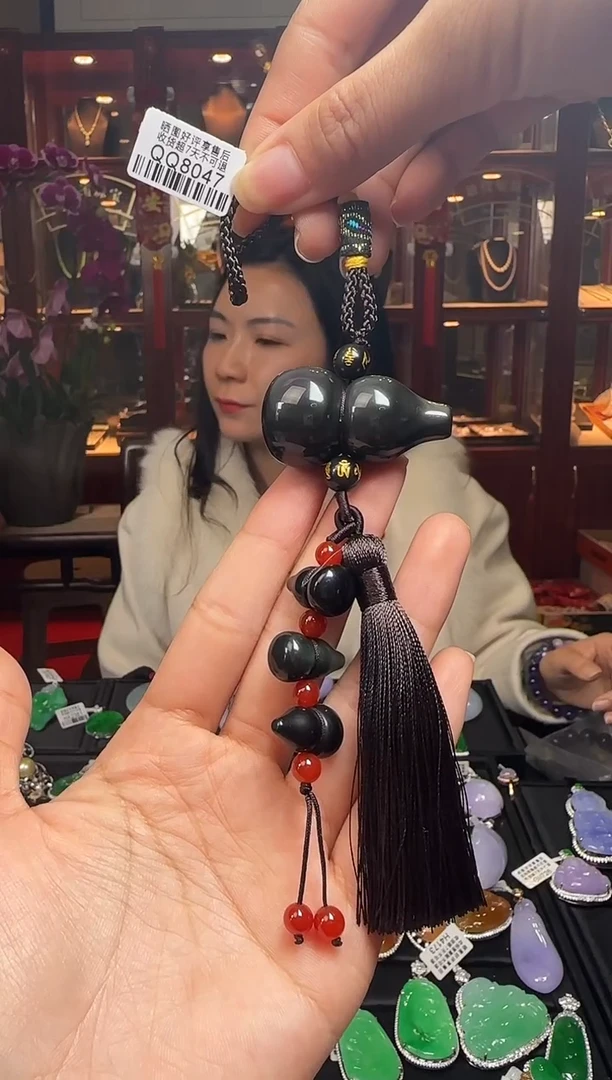 【闪购商品】黑曜岩车挂未镶嵌QQ8047黑曜石葫芦（放西北