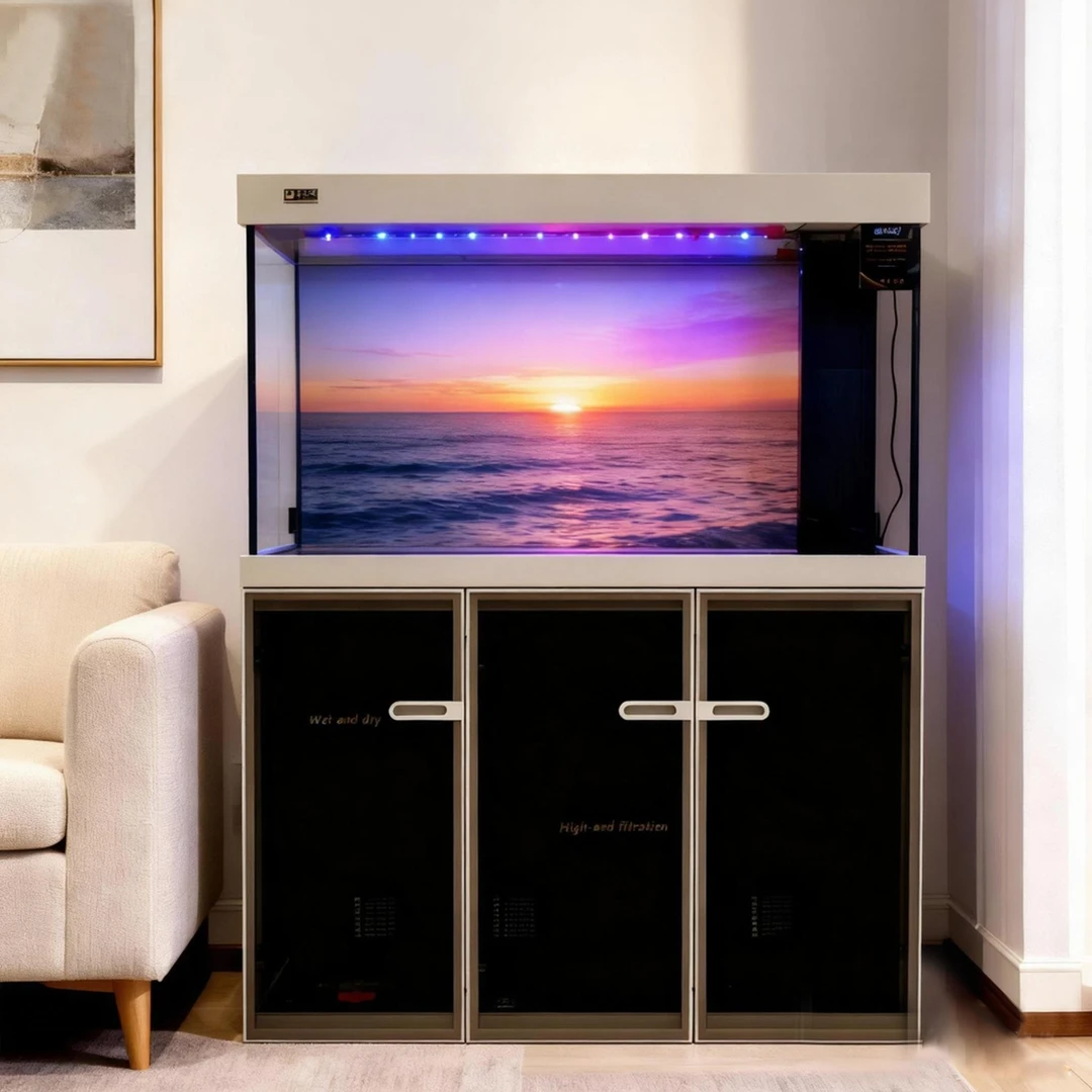 2025新款极简玻璃门轻奢工业风龙鱼缸落地水族箱