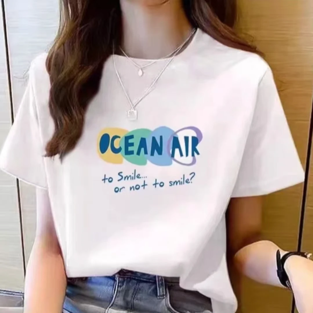 纯棉短袖圆领T恤休闲短袖夏季休闲卡通半袖打底衫宽松显瘦百搭