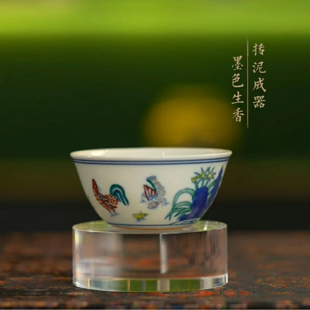 2.0升级版全手工手绘本鸡缸杯 薄胎柴窑 复刻名品