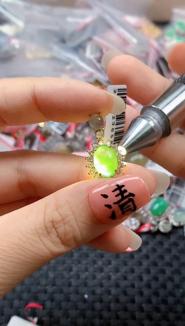 银S925镶嵌戒指翡翠天然A货缅甸翡翠