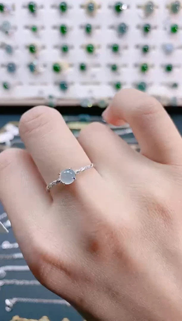 【闪购商品】翡翠戒指银S925镶嵌天然翡翠