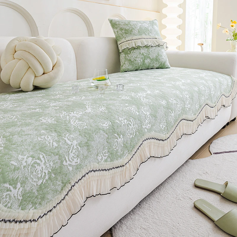 今后半岛玫瑰夏季凉感冰丝异形不规则裙边防滑沙发垫