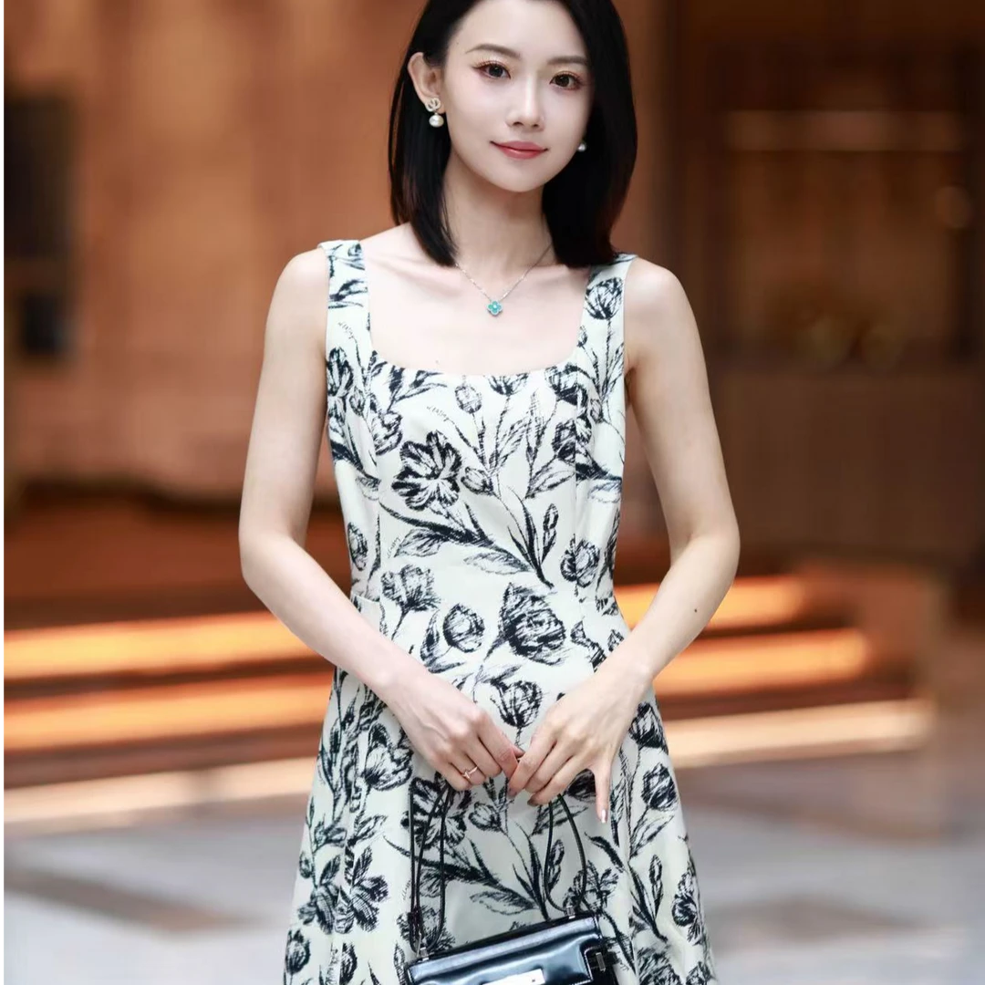 ELLASSAY/歌力思X型裙拉链连衣裙复古女士时尚碎花EWF363Y00100