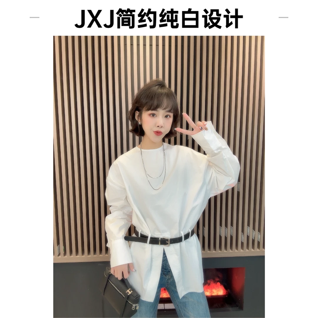 金小金2025春夏新款前开叉简约衬衫