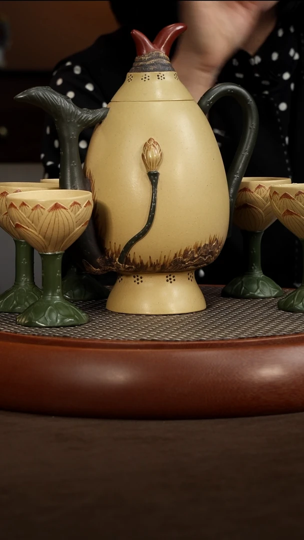 茶壶紫砂【P055】莲藕酒具套组  920  GJF