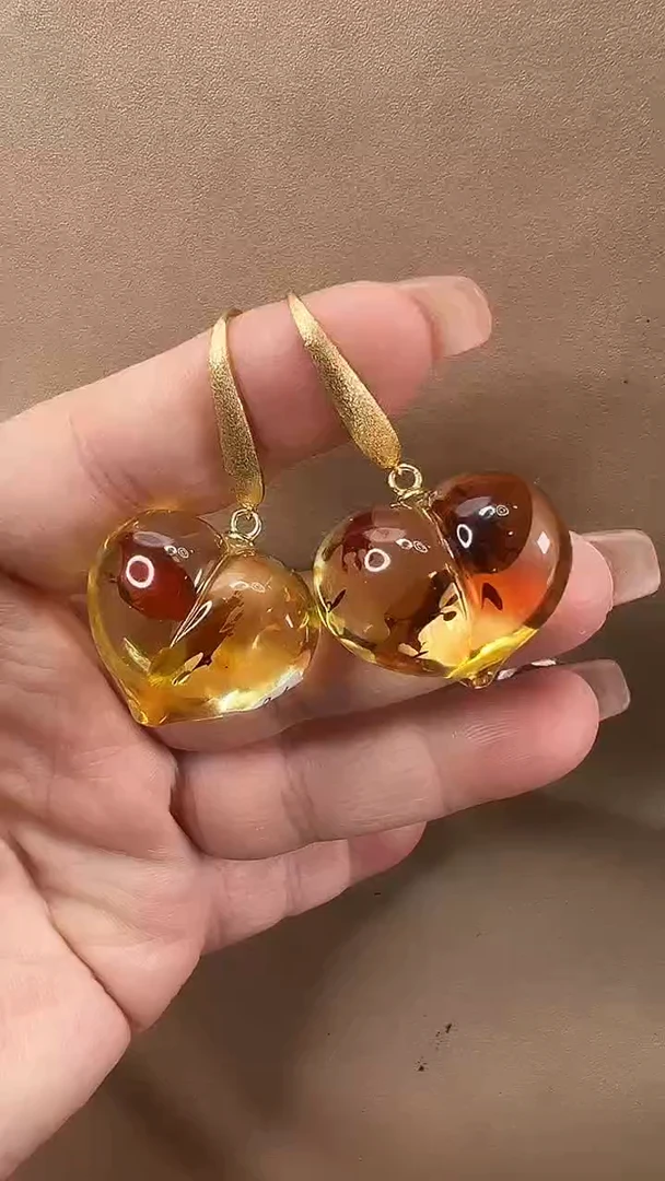 琥珀颈饰未镶嵌耳环