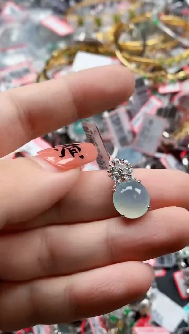 银S925镶嵌戒指翡翠天然A货缅甸翡翠