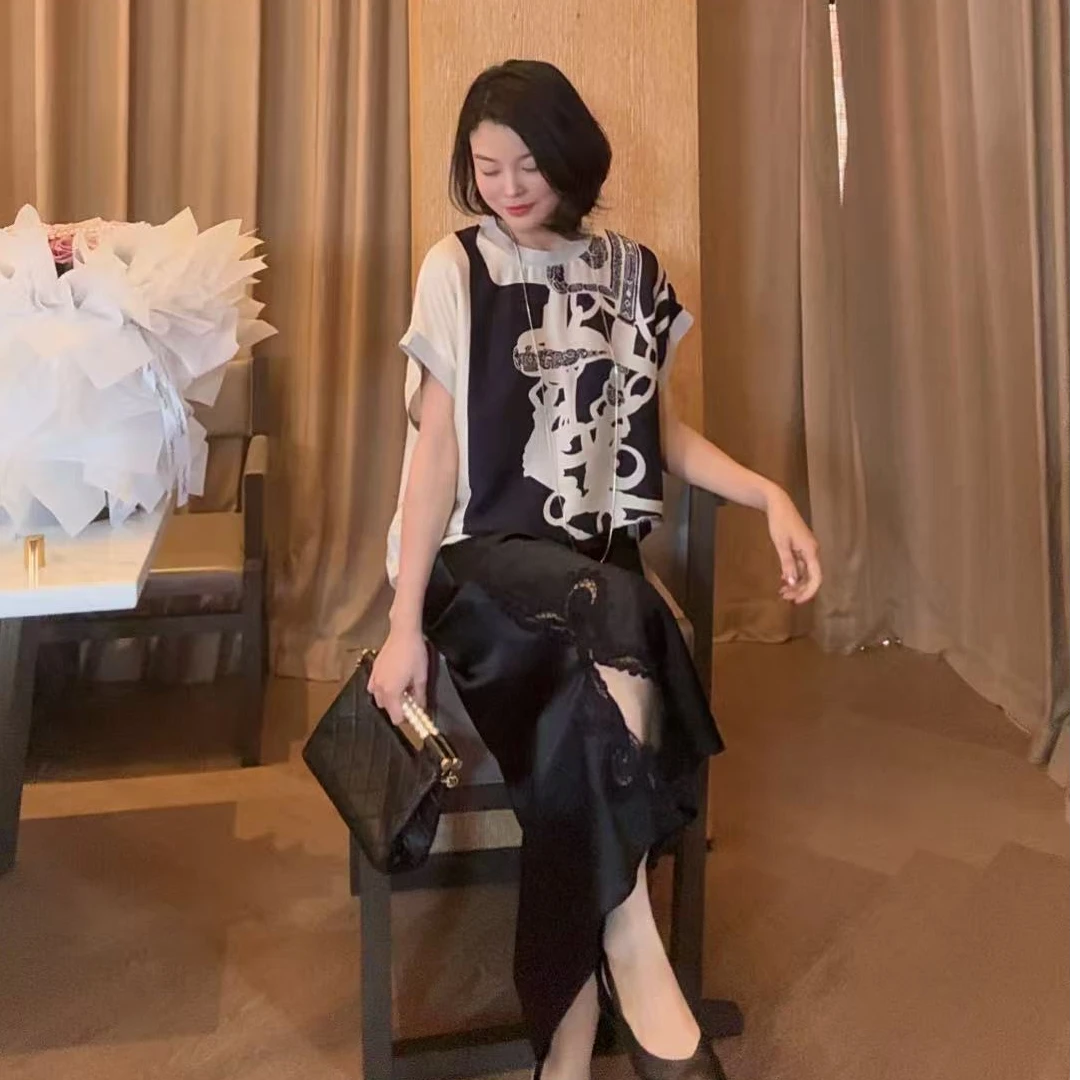 TANTAN  醋酸时尚气质印花半裙1034