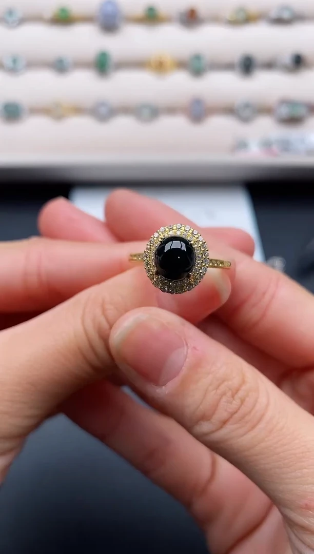 银S925镶嵌戒指翡翠66666666+2