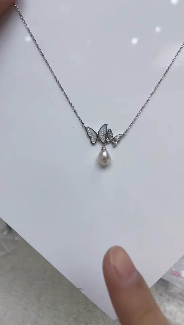 颈饰银S925镶嵌海水珍珠