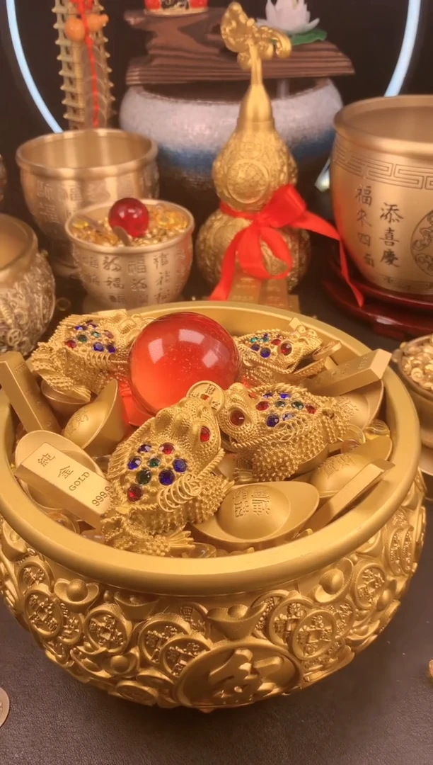 金属90锭元宝套餐送4只金蟾（不含盆）