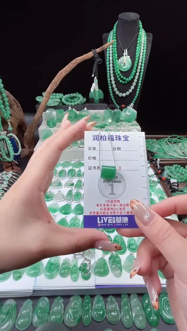 吊坠(赠链)未镶嵌石英质玉（非洲翠）24.20路路通