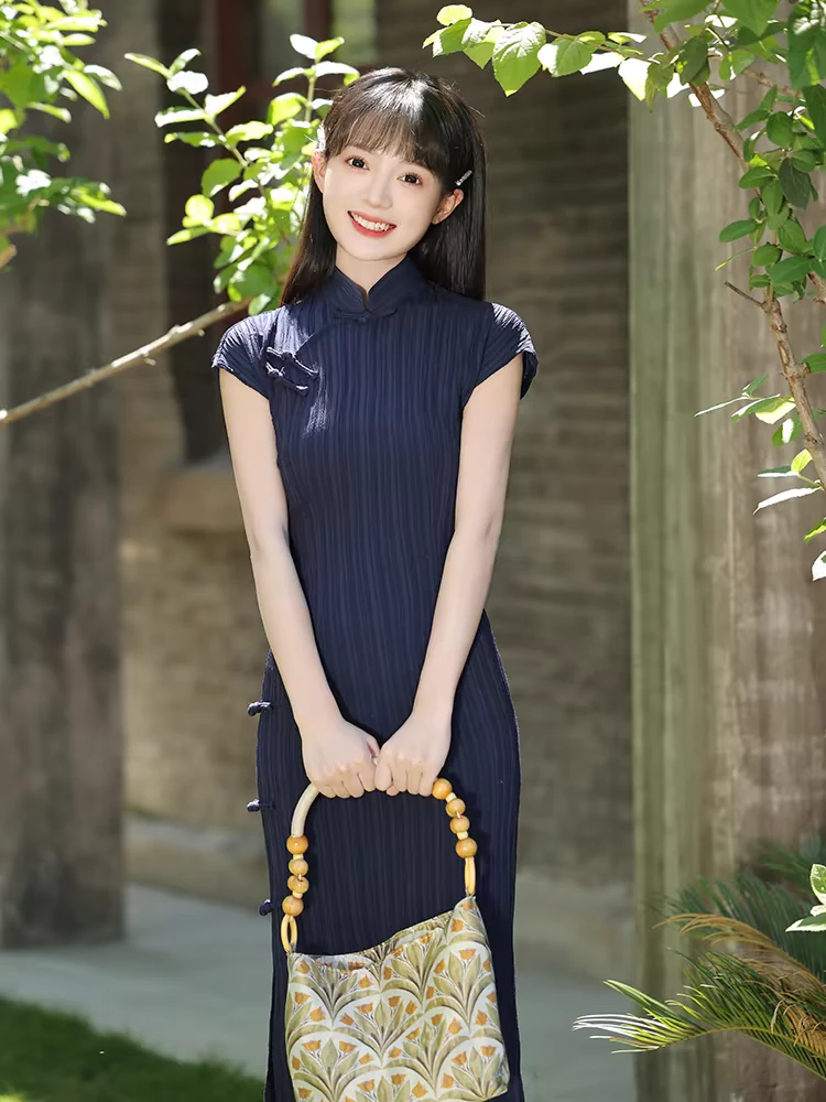 （婉怡）长度120单层弹力落肩袖旗袍修身港工老上海改良日常显瘦