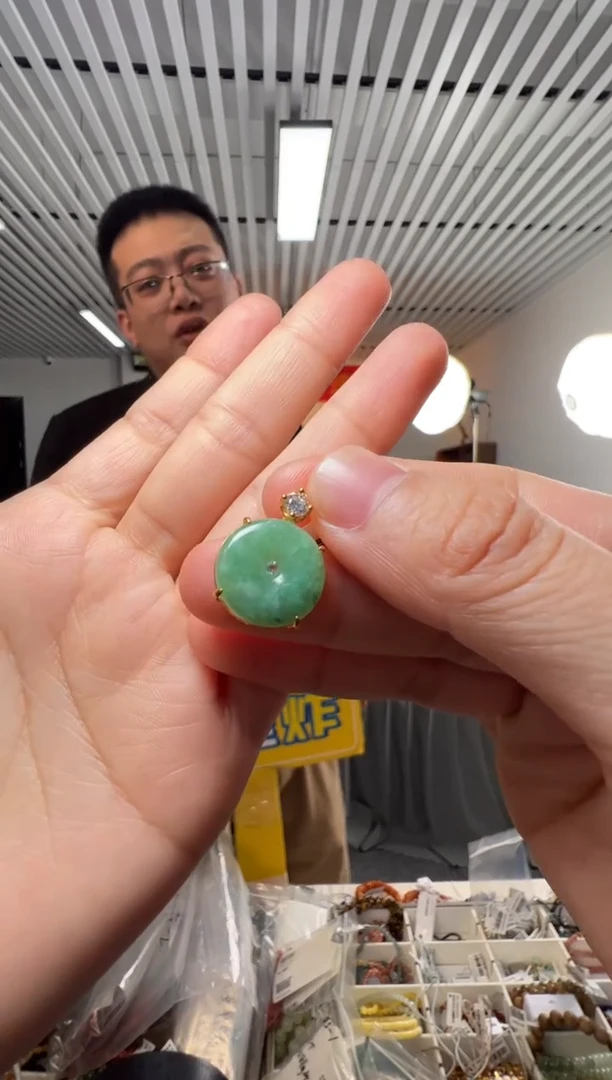 吊坠(不含链)银S925镶嵌翡翠翡翠平安扣吊坠s925银镶嵌