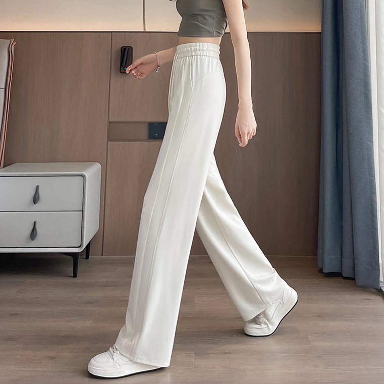 冰丝窄版阔腿裤女夏季薄款高腰显瘦垂感九分裤直筒运动香蕉裤卫裤