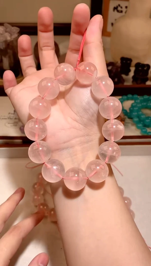 水晶手串未镶嵌莫粉手串 约16mm 多样性发一