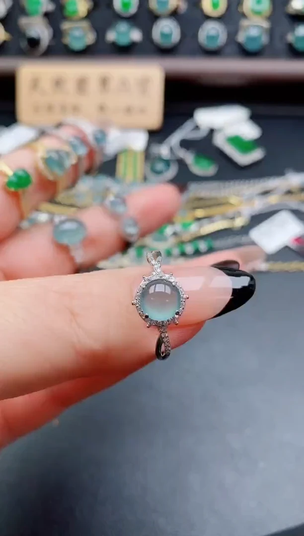 银S925镶嵌戒指翡翠1