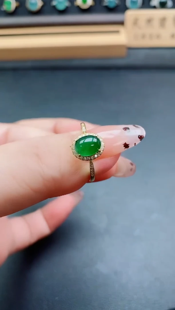 银S925镶嵌戒指翡翠1