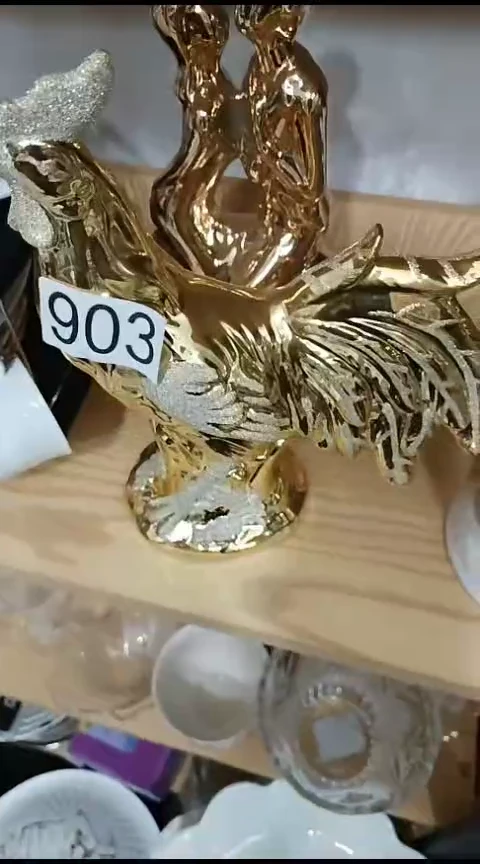 瓷903金色大公鸡摆件1个